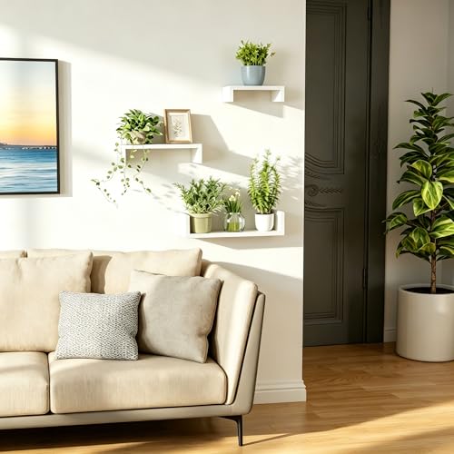 SRIWATANA Floating Shelves Wall Mounted, Solid Wood Wall Shelves, White - color: 1.white