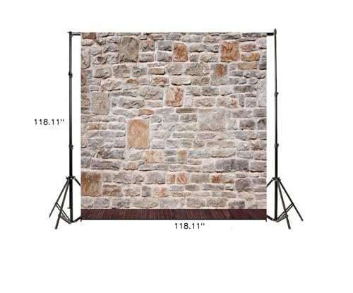 AOFOTO 10x10ft Artistic Backdrops Photography Background Old Stone Wall Hardwood Floors Toddler Newborn Boy Lovers Kid Adult Girl Portrait Scene Photo Shoot Studio Props Video - size: 10x10ft
