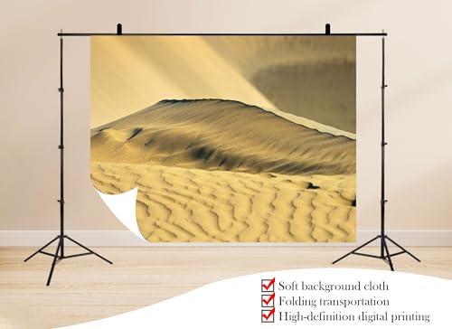 7x7ft Golden Desert Dunes Backdrop Sunlit Sand Ripples Textured Surface Photo Background Tapestry for Majestic Desert Wilderness Wonder Party Home Decorations Studio Props - size: 7X7ft