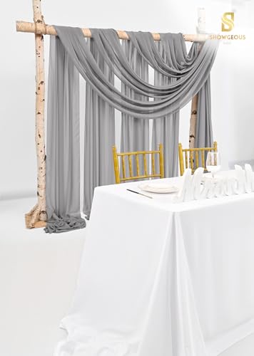 Wedding Arch Draping Fabric,4 Panels 28" x20ft Gray Wedding Arch Drapes for Ceremony Chiffon Fabric Drapes Arbor Drapery Decorations for Reception & Party - color: Gray, size: 28"W x 240"L (Pack of 4)