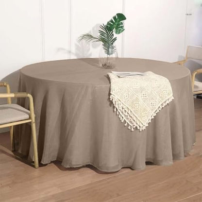 Efavormart 120" Taupe Premium Faux Linen Round Tablecloth | Textured Wrinkle Free Tablecloth - color: Taupe, size: 120" (Round)