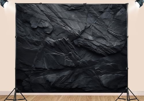 5X3ft Fabric Black Stone Backdrop Abstract Texture Background for Office Living Room Home Decor Party Decorations Photo Booth Props - size: 5X3ft
