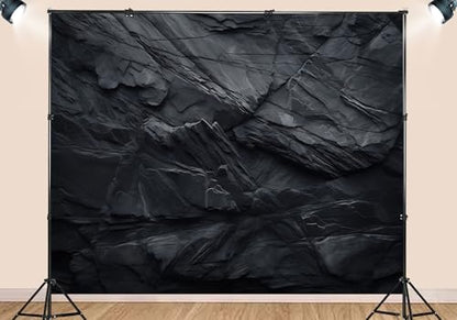 12X10ft Fabric Black Stone Backdrop Abstract Texture Background for Office Living Room Home Decor Party Decorations Photo Booth Props - size: 12X10ft