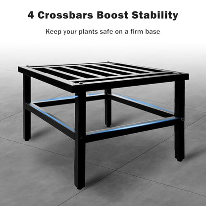 Plant Stand Indoor Outdoor,18 Inch Square Metal Plant Stands Riser,Heavy Duty Wrought Iron Pedestal Holders for Large Flower Pot,Outside Rust-Proof Black Flower Display Shelf for Patio,1-Pack