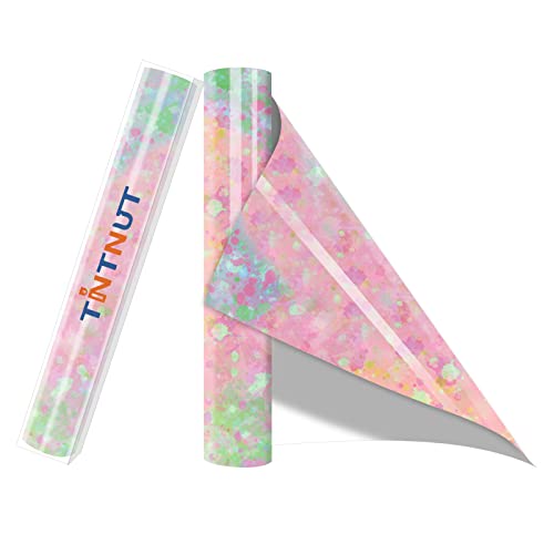 Tintnut Splash Heat Transfer Vinyl Roll - 12 Inch x 5ft Spring Color Watercolor Ink Patterned HTV Splatter Iron On Vinyl DIY T-Shirts Hats Clothes Canvas Bags - color: Green