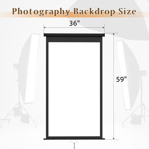 Retractable White Photography Backdrop 36"x59", Portable Roll-Up, Pull-Down Background, Auto-Lock Backdrop Screen for Passport Photo, Product Photography, Headshots, Video Studio - color: White