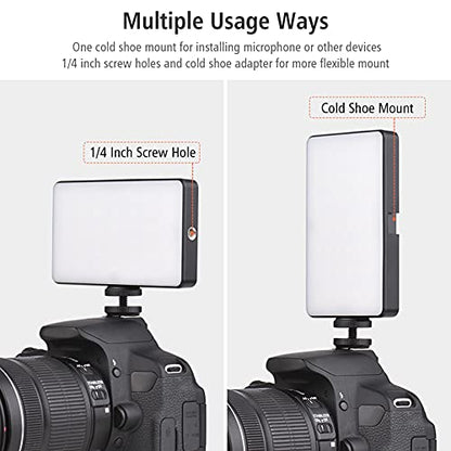 Andoer W140 RGB LED Video Light Kit Pocket Video Conference Lighting CRI95+ 2500K-9000K Dimmable 20 Lighting Effects with Desktop Tripod Ballhead Phone Holder Computer Clip Cold Shoe Adapter