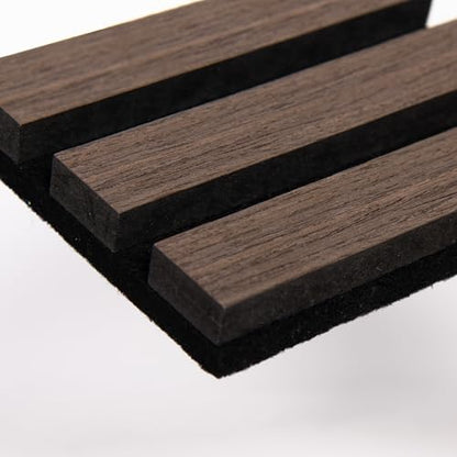 Smartstandard Sample Wood Slat Wall Panel, Soundproof Wooden Wall Panels, Acoustic Wood Panels for Wall, Dark Walnut, Sample Pack - color: Dark Walnut, size: 6" x 4.7"