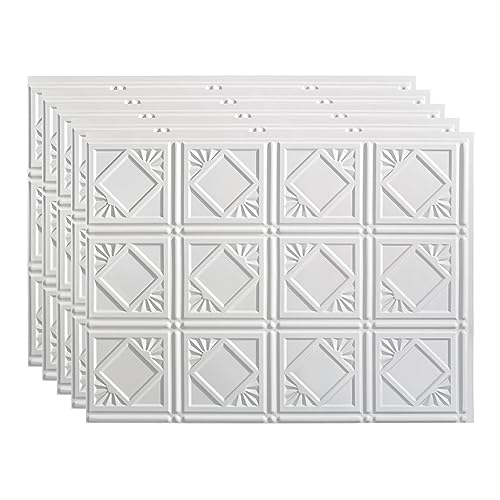FASÄDE Traditional Style/Pattern 4 Decorative Vinyl 18in x 24in Backsplash Panel in Gloss White (5 Pack) - color: Gloss White, size: 5 Pack