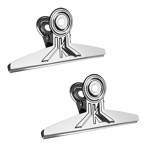 20CM Stainless Steel Binder Clips, Extra Large Bulldog Paper Clamps Bull Clips, Silver Hinge Clips for Office School Home Supplies Photos Crafts Food Bags Tags, 2pcs - color: Silver