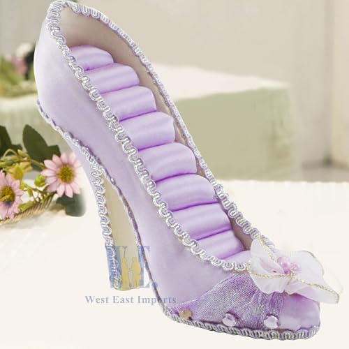 Ring Holder High Heel Shoe Design Fashion Jewelry Organizer Display Birthday Gift (Purple) - color: Purple