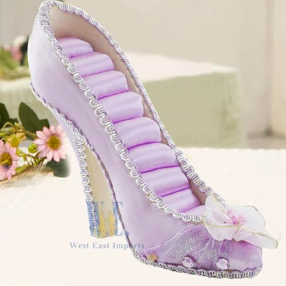 Ring Holder High Heel Shoe Design Fashion Jewelry Organizer Display Birthday Gift (Purple) - color: Purple