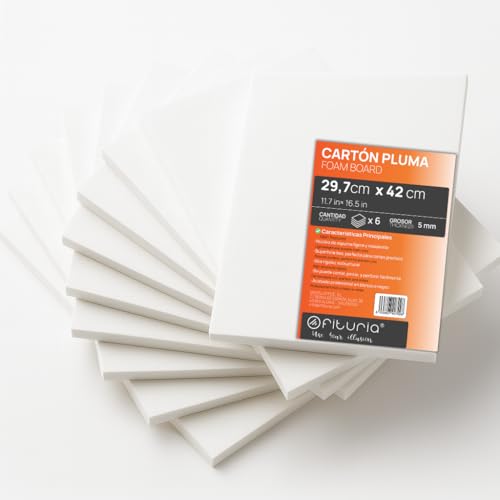 OFITURIA Foam Board, White, A3 (29.7 x 42 cm), Pack of 6, Expanded Polystyrene Plate, Lightweight and Rigid, Foam Board, Versatile and Cuttable, for Crafts and Models, 5 mm - color: White, size: A3 Pack 6 u