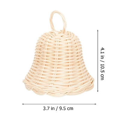 HOMSFOU Holiday Decorations Holiday Bell Ornament Wicker Ball Christmas Ornaments Rustic Hanging Bells Christmas Jingle Bells Tree Pendant Xmas Halloween Child Doorbell Indonesian Rattan