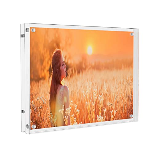 Sezanrpt Acrylic Picture Frame 6x8 Inches, High Transparent Magnetic Photo Frame, Double Sided Plexiglass Picture Frame 12mm + 12mm - size: 6'' X 8''