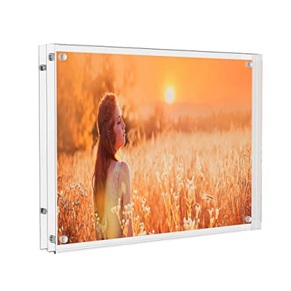 Sezanrpt Acrylic Picture Frame 6x8 Inches, High Transparent Magnetic Photo Frame, Double Sided Plexiglass Picture Frame 12mm + 12mm - size: 6'' X 8''
