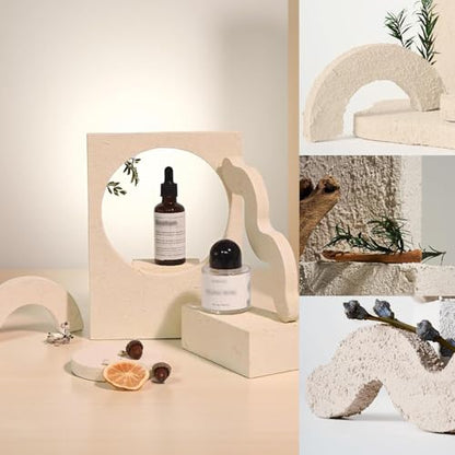 6PCS Product Photography Props: Small Product Photoshoot Props-Wooden Hand Painting Texture Photo Props for Jewelry Cosmetics Mini Items Picture - color: White