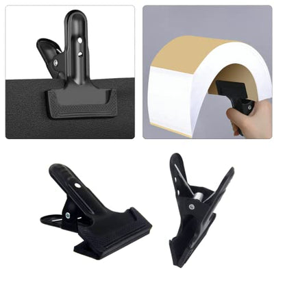 2 Pack 4-1/4" Heavy Duty Spring Clamps Clips, Black Metal Rubber Hinge Clip File Clamps for Photography Background Stands, Home Improvement Projects (2.17" Opening) - color: 2 Pcs Black