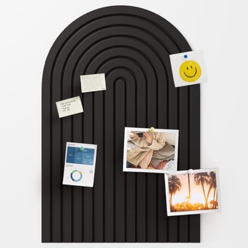 Arched Felt Bulletin Board — 23.6"x15.7" No-Drill Felt Pin Board, Cork Alternative for Classroom, Home Office & Kitchen (Black)
