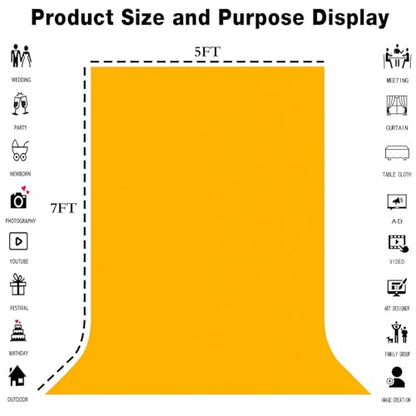 5x7FT Yellow Collapsible High Density Photo Backdrop for Video & Television - color: Yellow, size: 5x7ft