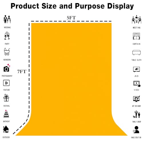 5x7FT Yellow Collapsible High Density Photo Backdrop for Video & Television - color: Yellow, size: 5x7ft