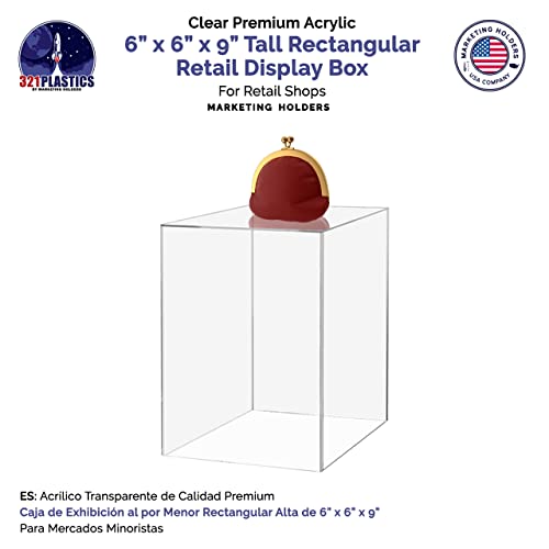 2 Pack Food Riser for Buffet Table Clear Acrylic Box 6" x 9" Display Stand Hollow Bottom No Lid for Catering and Events No Assembly by Marketing Holders - size: 6"w x 9"h