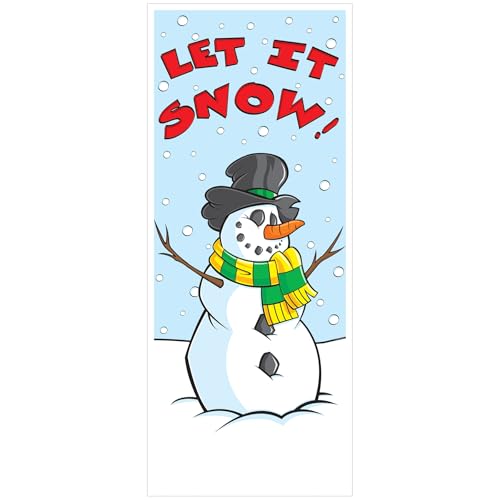 Beistle Winter Door Cover, 5’ x 30” – Plastic for Indoor & Outdoor Use – Easily Display, Christmas Decorations, Snowman Front Door Cover, Winter Wonderland Decor - style: Winter