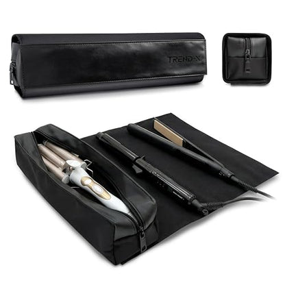 TREND-X Hair Styling Tools Organizer Bag with Heat-Resistant Mat, Flat Iron Travel Case, Travel Bag for Curling Iron, Straightener and Hot Brushes, Storage Case for Hot Hair Tools (Irons Not Included)