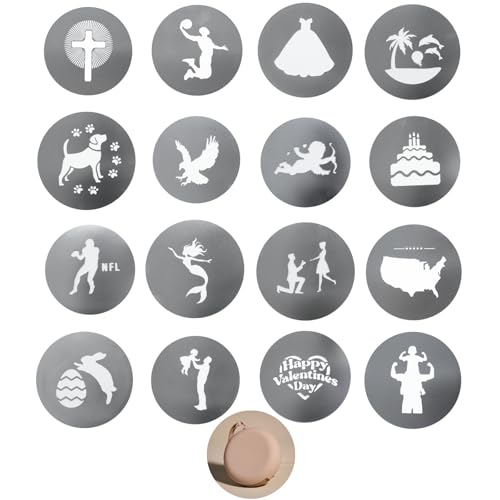 16Pcs Unique Round Gobos Kit for Optical Snoot,86mm/3.4in(B Size) Metal Plate Patterns for Spotlight Attachment Compatible with Aputure Spotlight Mount,for Portraits/Product/YouTube/YouTube - style: 16P- 86mm Patterns