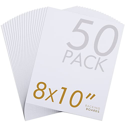 Falling in Art 50 Pack Acid-Free Mat Boards - 8x10 Uncut White Backing Boards, 4 - Ply Thickness Backer Boards for Photos, Pictures, Frames, Artworks and Prints - size: 8*10-50 Pack