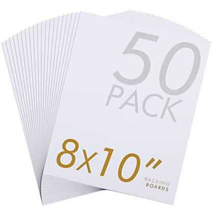 Falling in Art 50 Pack Acid-Free Mat Boards - 8x10 Uncut White Backing Boards, 4 - Ply Thickness Backer Boards for Photos, Pictures, Frames, Artworks and Prints - size: 8*10-50 Pack