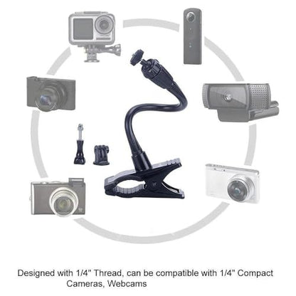 Smatree Flexible Jaws Flex Clamp Mount Gooseneck Extension Compatible for OSMO 360,Webcam C925e/C922x/C922/C930e/C930/C920x,N60/Hello Cam,Gopro Hero13/12/11/10/9/8/7/6/5/4/2018/Arlo Ultra/Pro 2/Pro 3