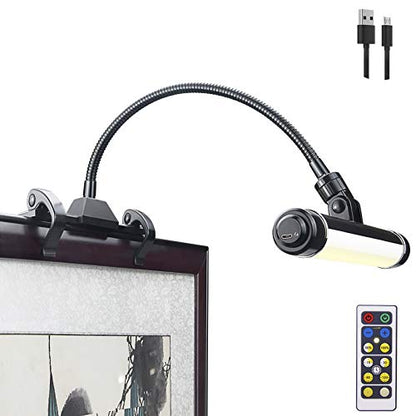 LUXSWAY Wireless Picture Frame Led Lighting,Rechargeable Art Display Lighting Clip on Pictures,Over Painting Lights with Remote,Artwork Lamp with Flexible Neck,28 LEDs 3 Lighting Modes 200LM-Black - color: L Black, size: Rechargeable-3 Mode-Flexible Neck
