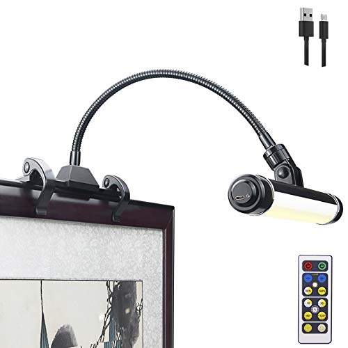 LUXSWAY Wireless Picture Frame Led Lighting,Rechargeable Art Display Lighting Clip on Pictures,Over Painting Lights with Remote,Artwork Lamp with Flexible Neck,28 LEDs 3 Lighting Modes 200LM-Black - color: L Black, size: Rechargeable-3 Mode-Flexible Neck