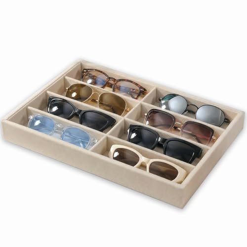 Jewelry Tray Velvet Jewelry Organizer with Clear Lid Transparent Earring Bracelet Organizer Holder Case with Clasp Drawer Insert for Rings Studs Gift for Women Girls (Sunglass Box) - color: Sunglass Box