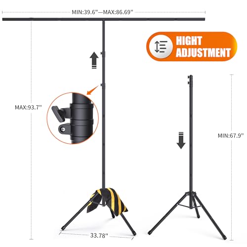 Forlogic Portable T-Shape Backdrop Stand Support Kit 8x7.2ft, Adjustable Photo Green Screen Back Drop Stand for Party, Photography Videography Studio (8×7.2Ft) - size: 8×7.2Ft