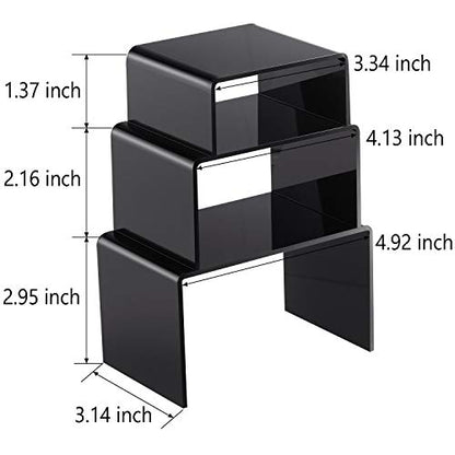 Chuangdi 2 Sets Acrylic Display Risers, Product Stand, Jewelry Display Riser Shelf Showcase Fixtures for Dessert Cupcake Candy Figure Treat Action Showcase(Black,Small Set) - color: Black, size: Small Set
