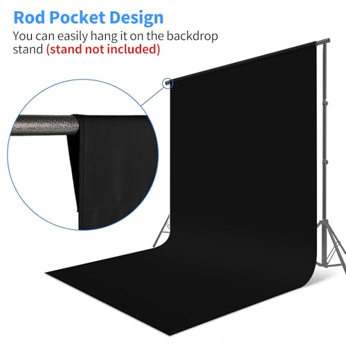 HEMMOTOP Black Backdrop Background, 6x9 ft Polyester Fabric Chromakey Black Screen Backdrops Collapsible for Photoshoot, Birthday Party, Wedding, Photography (Backdrop only) - color: Black, size: 6x9ft
