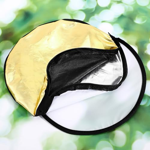 Yuntau Photography Reflector 5 in 1 Light Reflectors for Photography Collapsible Photoshoot Props with Bag for Photo Studio Lighting, Translucent, Silver, Gold, White and Black(12 Inches) - size: 12 Inches