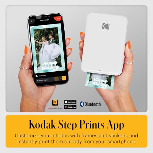 KODAK Step Instant Smartphone Photo Printer, Portable Mini Color Wireless Mobile Printer, Zink 2x3” (5.1x7.5 cm) Sticky-Back Photos, Bluetooth Compatible with iOS & Android Devices, Editing App, White - color: White, style: Printer