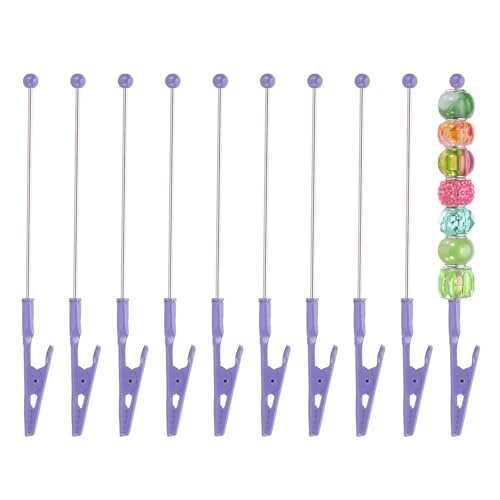 PATIKIL Long-Tailed Alligator Clamp, 10 Pcs 5.3 Inch/135mm Metal Wire Alligator Clamp Beadable Alligator Photo Clips for Picture Note Menu Memo DIY Decor Crafts, Purple - color: Purple