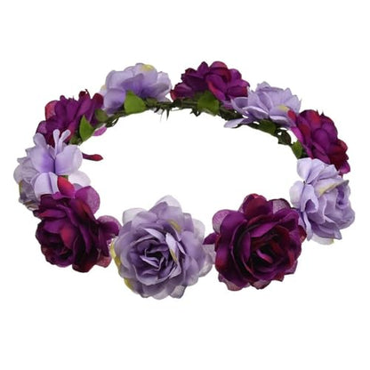 Colorful Rose Flower Crown Wreath Festival Wedding Flower Crown Photo Props Rose Green Leaf Floral Headpiece Hair Wreath Spring(Light yellow) - color: Light yellow