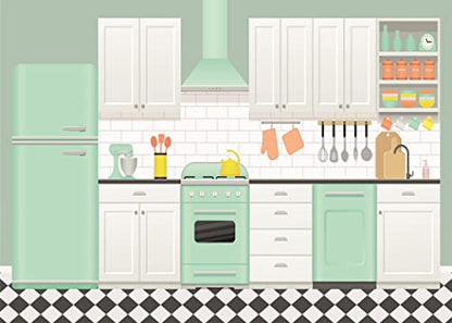 Fabric 7x5ft Cartoon Kitchen Backdrop Kids Baking Cooking Background for Photography Kitchen Theme Cooking Party Decor Online Bake Class Banner Baby Children Easter Photoshoot Photo Props - size: 7x5FT