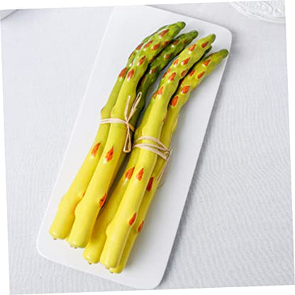 ULTECHNOVO 8pcs Lifelike Asparagus Models Realistic Artificial Vegetable Decorations for Rustic Kitchen Decor PVC Soft Simulation Prop for Home and Photography