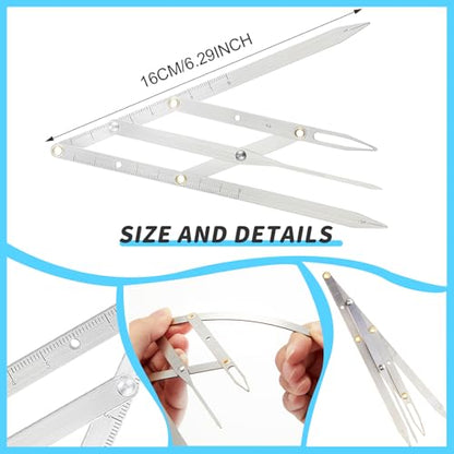 Weewooday 6 Pieces Tattoo Eyebrows Rulers 3 Point Positioning Ruler Mini Caliper Double Scale Vernier Calipers Eyebrow Caliper Microblading Ruler Measuring Tool with Eyebrow Shaver (Blue) - color: Blue