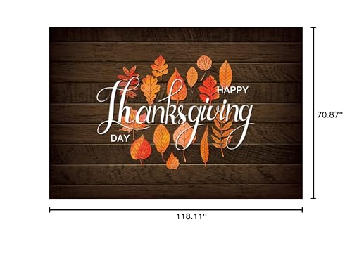 10x6ft Polyester Happy Thanksgiving Backdrop Fall Maple Leaves Rustic Brown Wooden Board Photography Background for Autumn Harvest Party Theme Banner Decor YouTube Photo Props - size: 10x6ft-Polyester