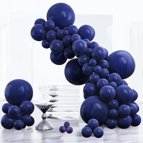 PartyWoo Navy Blue Balloons 140pcs Different Sizes of 18 12 10 5 Inch Dark Blue Balloon Arch Kit Garland for Graduation Wedding Sports Baby Shower Birthday Bachelorette Party Decorations Blue-Z90 - color: Blue-z90
