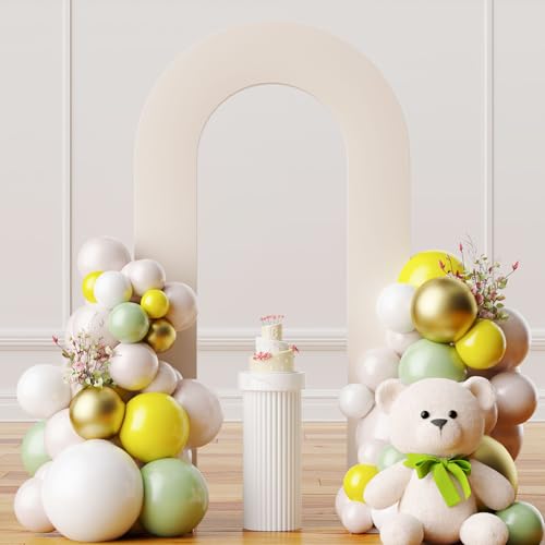Ivory 7.2FT Open Arch Backdrop U Shaped Cover, Spandex Double Sided Arch Cover, Fitted Round Top Chiara Stand Cover for Party Wedding Ceremony Baby Shower Birthday Decoration - color: Ivory