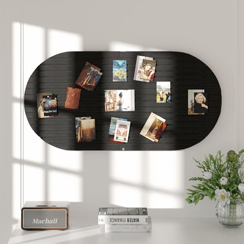 Felt Bulletin Board, 47" x 24" Cork Board Alternative, Decorative Felt Pin Board with 30 Push Pins, Vision Board for Office Home Bedroom Wall Decor, Photo Display (Black, Oval - 47 x 24 Inches) - color: Black, size: Oval- 47 x 24 Inches