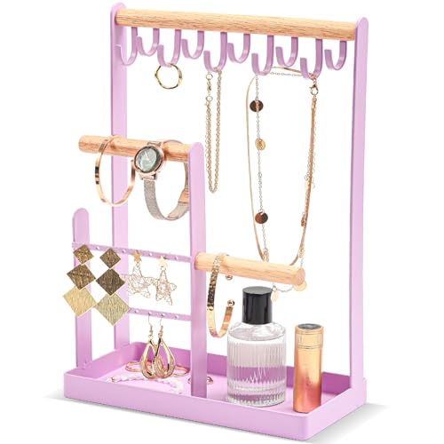 ProCase Cute Jewelry Stand, Aesthetic Jewelry Organizer for Dresser Vanity, Jewelry Holder Display for Necklaces Earrings, Gifts for Teen Girls Women, Bedroom Dorm Decor -Medium, Purple - color: Purple, size: 12.6" Height